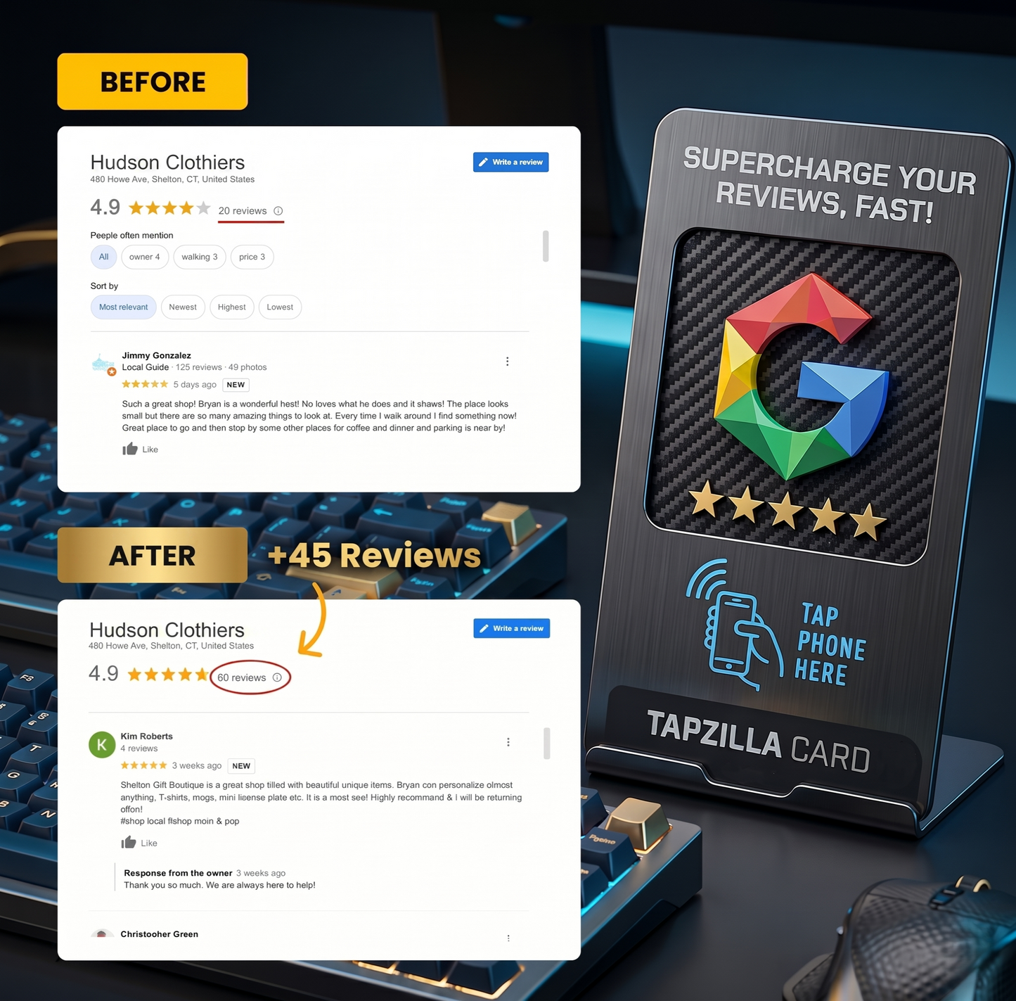 Tapzilla NFC Google Review Stand — Get 5-Star Reviews in 3 Seconds