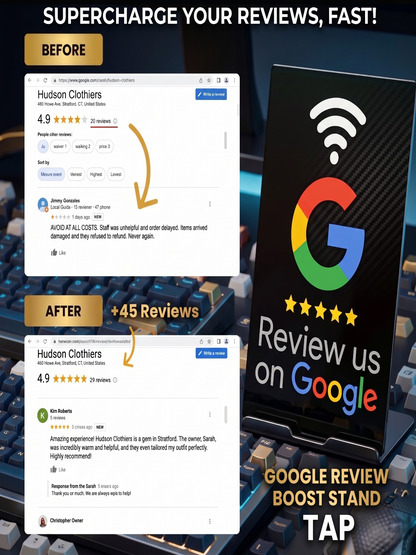 Borne NFC Tapzilla Google Review – Obtenez des avis 5 étoiles en 3 secondes